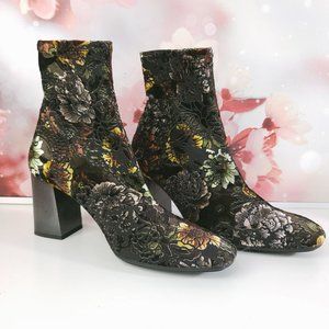 Hispanitas Portia Floral Stretch Velvet Bootie Size 10
